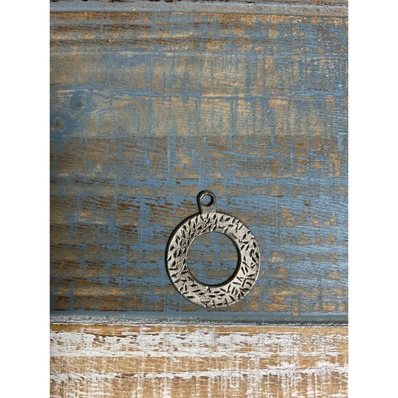 Textured Silver-Tone Metal Tribal Pendant Charm With Loop - Picture 3 of 3